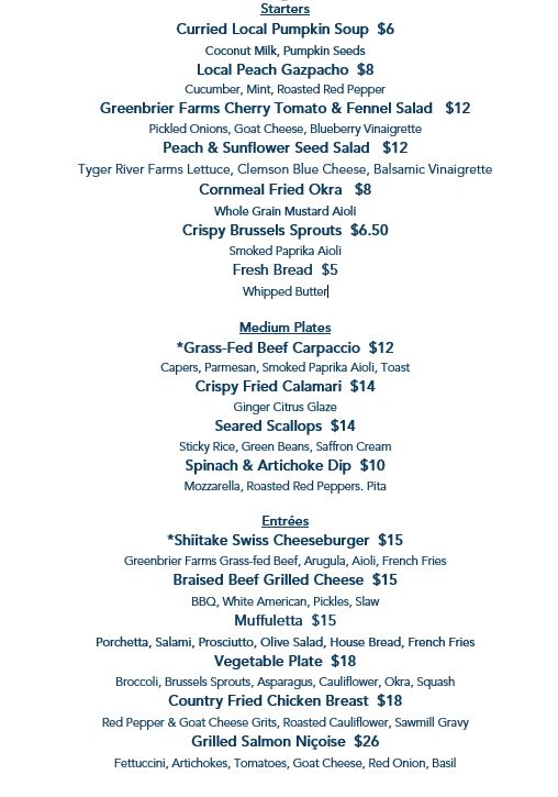 Menu at Fork and Plough | Local Food in Greenville SC